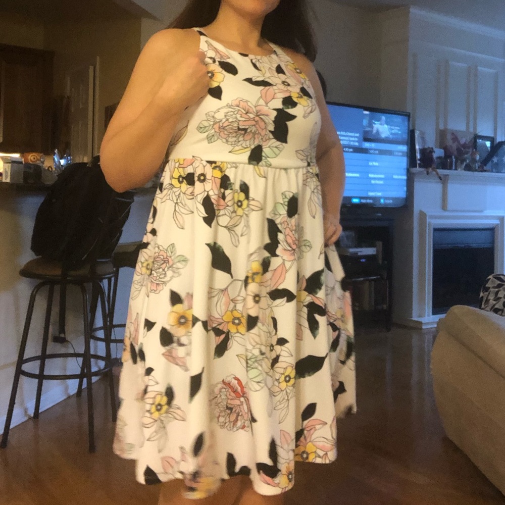 Floral high-wasted halter dress